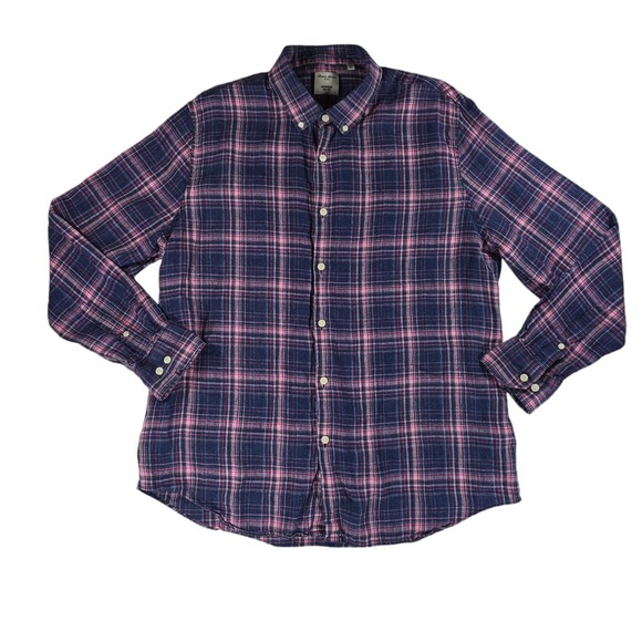 Murano Baird Mcnutt Shirt Mens XL Plaid Slim Fit Linen Casual Summer Beach - Picture 1 of 9